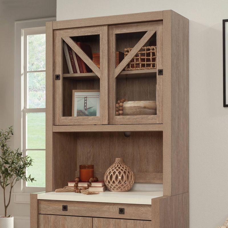 Brushed Oak China Cabinet with Safety-Tempered Glass Doors