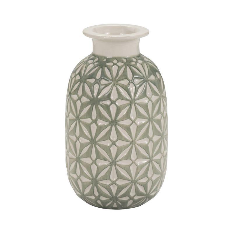 Sagebrook Home Decorative Daisy Ceramic Vase Contemporary Flower Vase for Home Office Decorative Accent