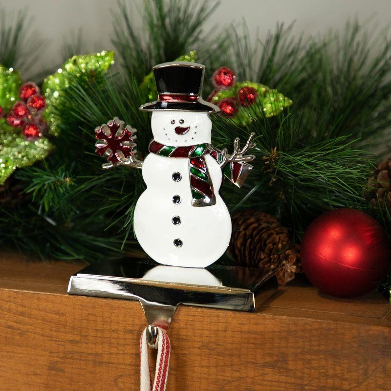 Festive Snowman Metal and Plastic Christmas Stocking Holder