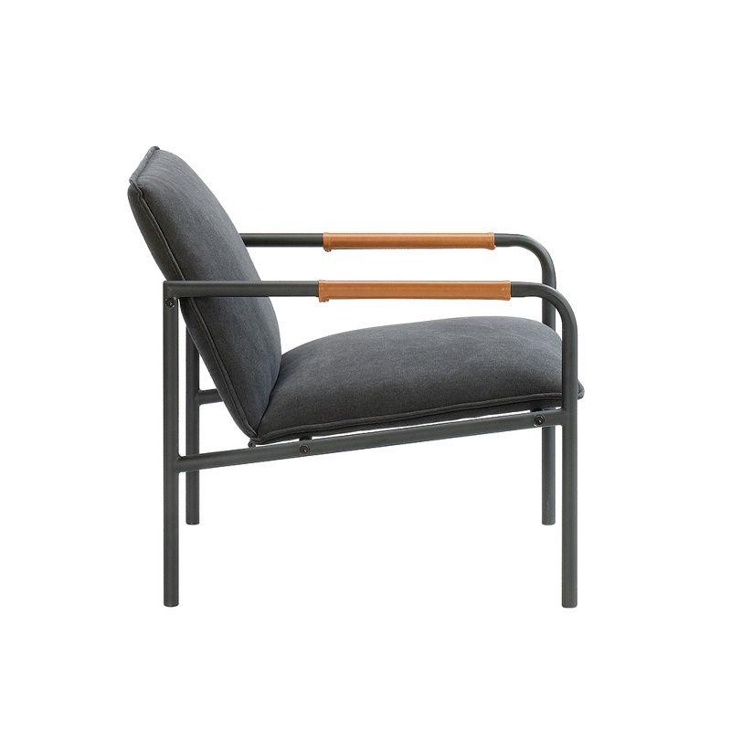 Charcoal Gray Faux Leather Boulevard Lounge Chair with Metal Frame