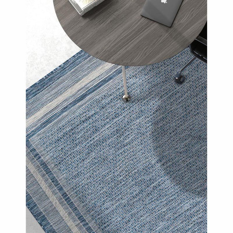 Unique Loom 10' 0 x 14' 0 Rectangle Indoor/Outdoor Border Blue Area Rug
