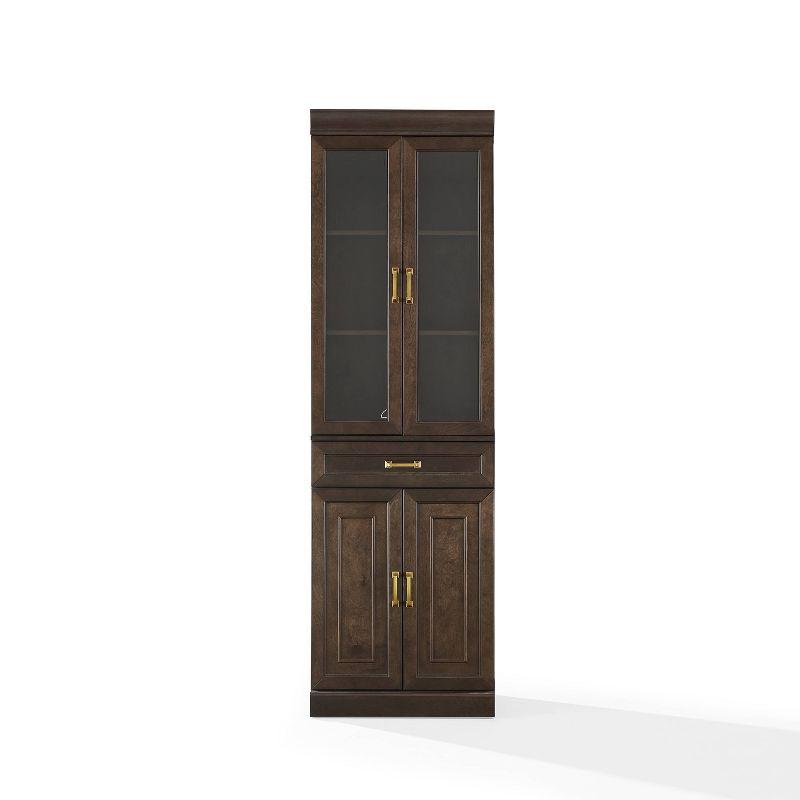 Crosley 78" Stanton Glass Door Kitchen Storage Pantry Cabinet Coffee: Traditional Style, Adjustable Shelves