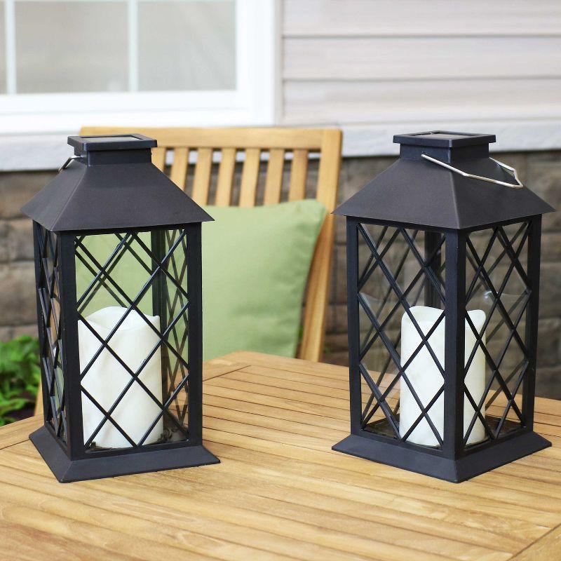 Sunnydaze Outdoor Concord Hanging Tabletop Solar LED Rustic Farmhouse Decorative Candle Lantern - 11"