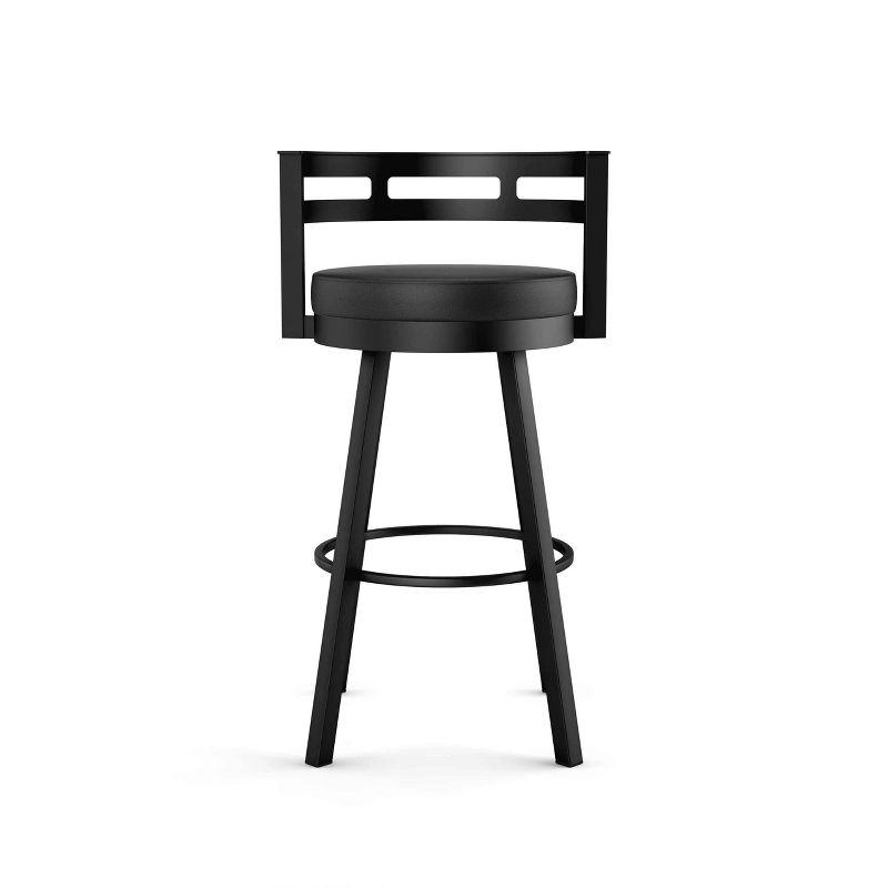 Amisco Render Upholstered Counter Height Barstool Black: Faux Leather, Steel Frame, 26" Seat