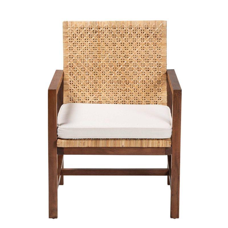 bali & pari Lovina Rattan and Acacia Wood Arm Chair Light Honey/Light Brown