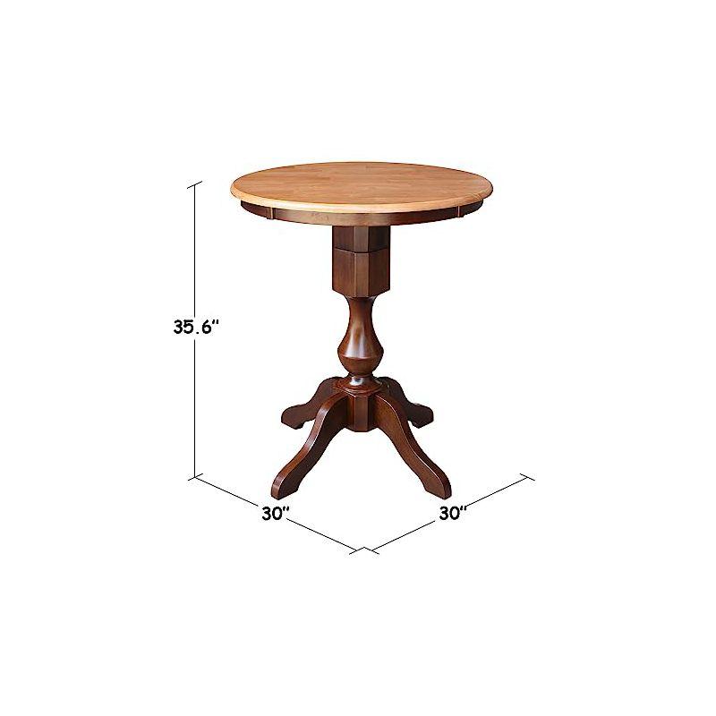 30" Round Medium Wood Counter Height Pedestal Dining Table