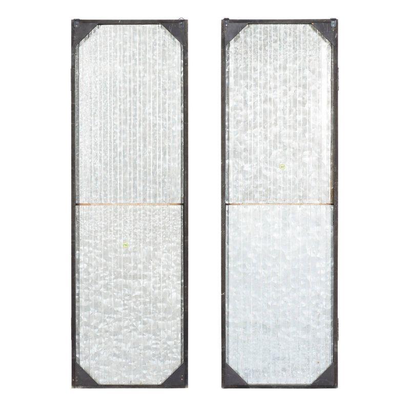 Metal Barn Door Wall Decor Set of 2 Silver - Olivia & May: Iron Crafted, Vertical Orientation, Farmhouse Style