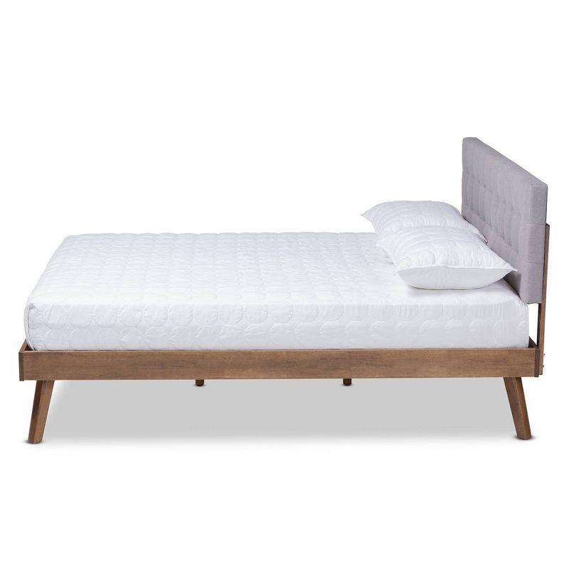Queen Devan Fabric Upholstered Platform Bed with Headboard - Baxton Studio: Mid-Century Modern Style