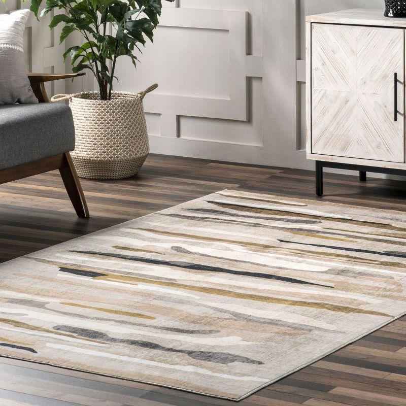 Multicolor Abstract 8' x 10' Washable Synthetic Area Rug