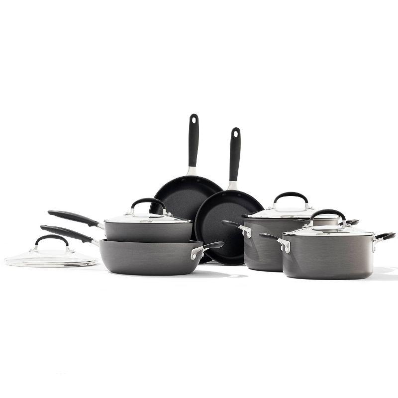 OXO 10-Piece Non-Stick Aluminum Cookware Set with Glass Lids