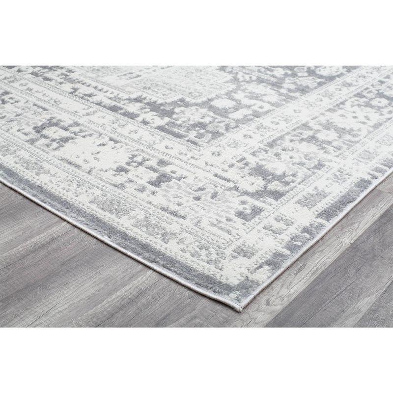 Sundara Elegance 2'6"x8' Vintage Transitional Gray Synthetic Area Rug