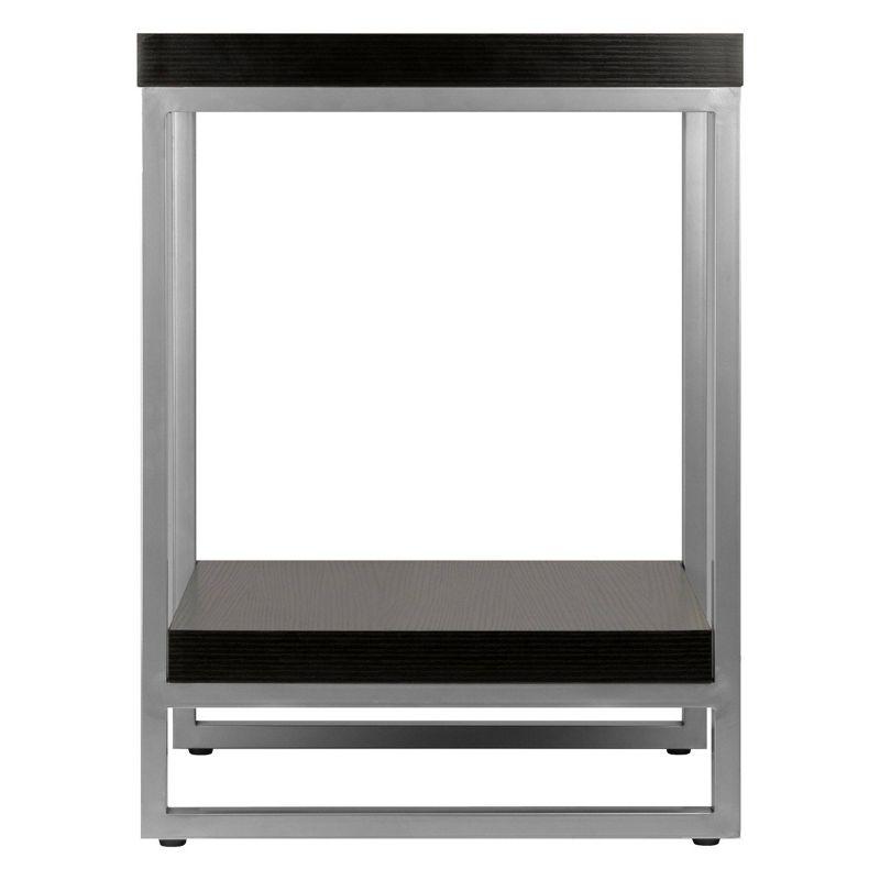 Jared End Table, Enamel Steel Tube - Dark Espresso - Winsome: 24" High, Contemporary Style, Printer Stand, Metal Frame