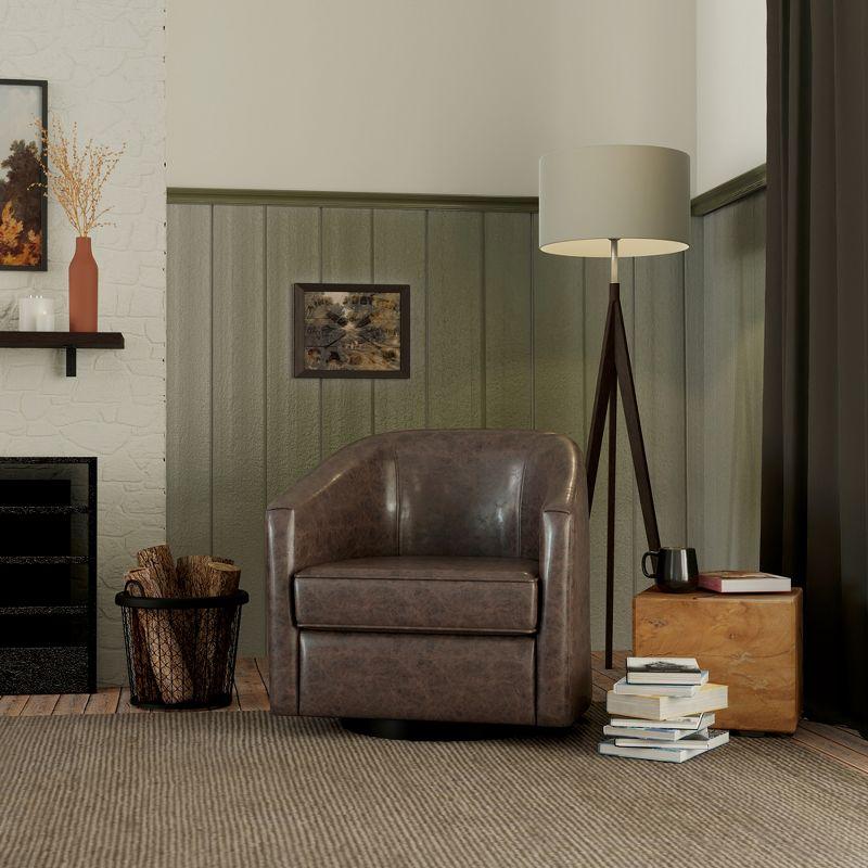 eLuxury Swivel Barrel Chair, Dark Chocolate