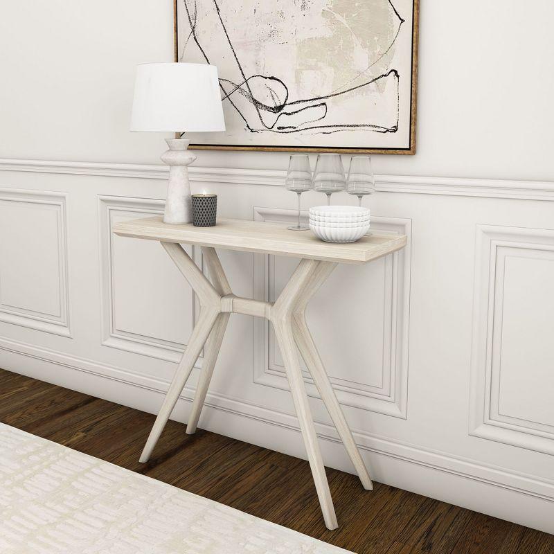 Verso 36 Inch White Solid Wood Console Table with Cross Legs