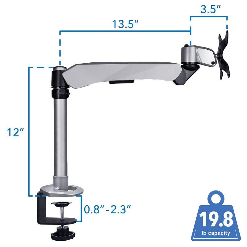 Mount-It! Single Monitor Desk Mount With Gas Spring Arm | Clamp Base | Modular Design For Future Expansion | Premium Aluminum Cast