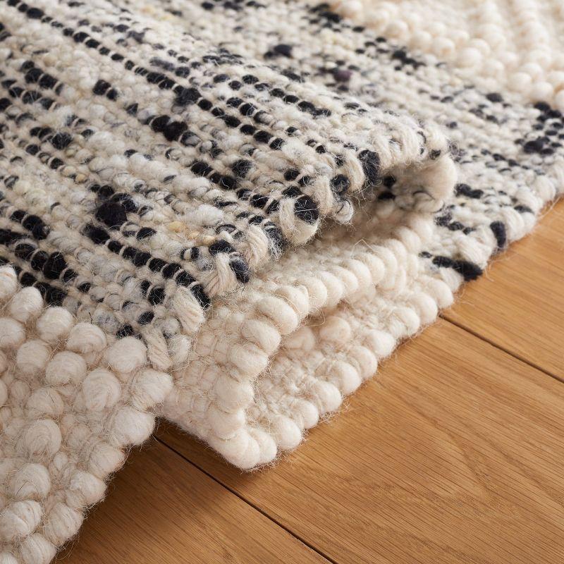 Handmade Black and Ivory Wool Runner Rug, 2'3" x 8'