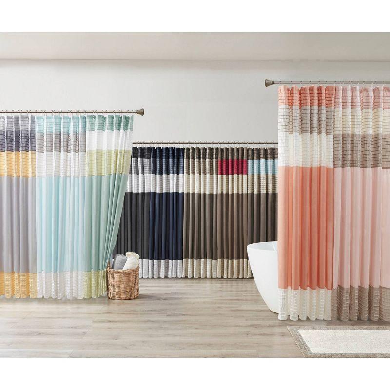 Amherst Striped Faux Silk Shower Curtain