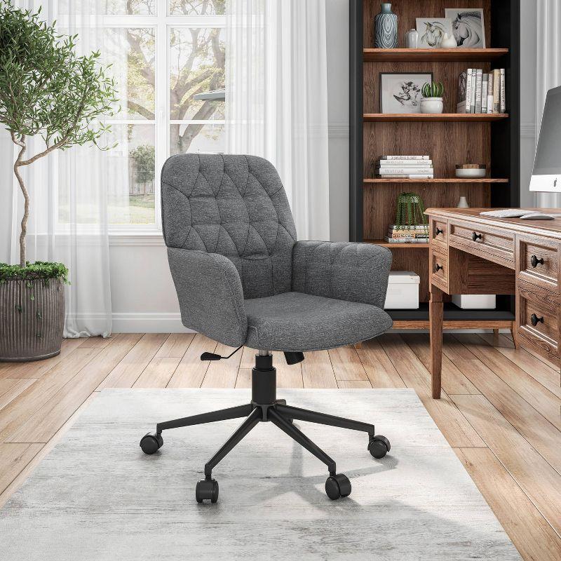 Modern Upholstered Tufted Office Chair with Arms Gray - Techni Mobili