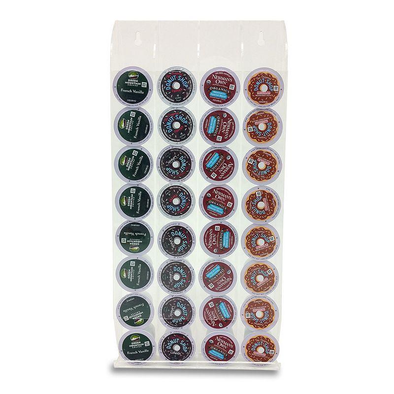 Wall-Mounted Clear Acrylic Coffee Pod Holder for 32 K-Cups