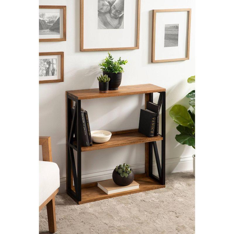 25" x 28" Rigby Wood Decorative Wall Shelf Rustic Brown/Black - Kate & Laurel All Things Decor: 3-Tier Storage