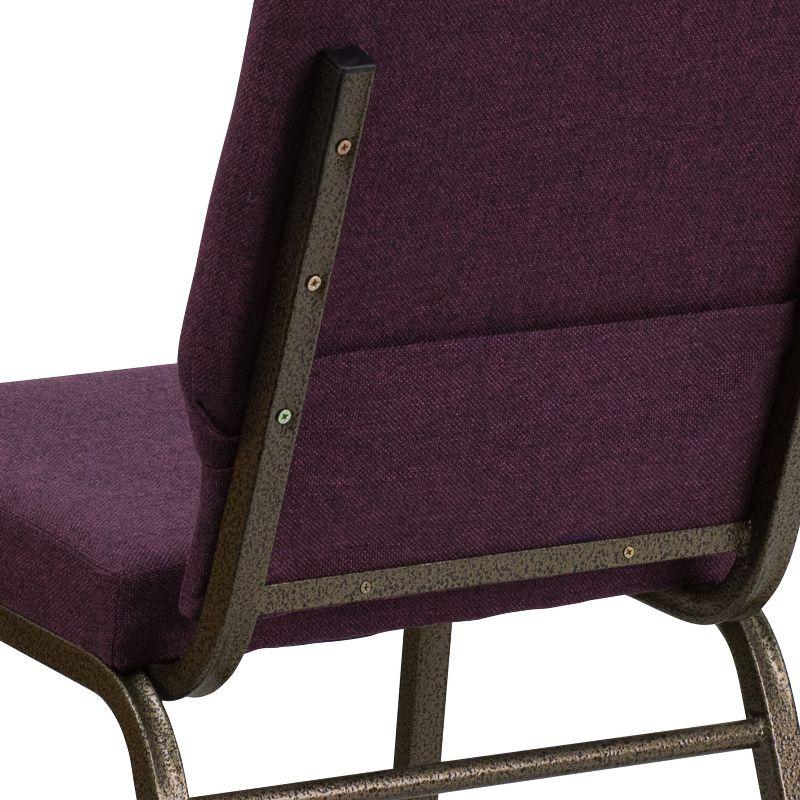 Flash Furniture HERCULES Series 18.5''W Stacking Church Chair in Plum Fabric - Gold Vein Frame