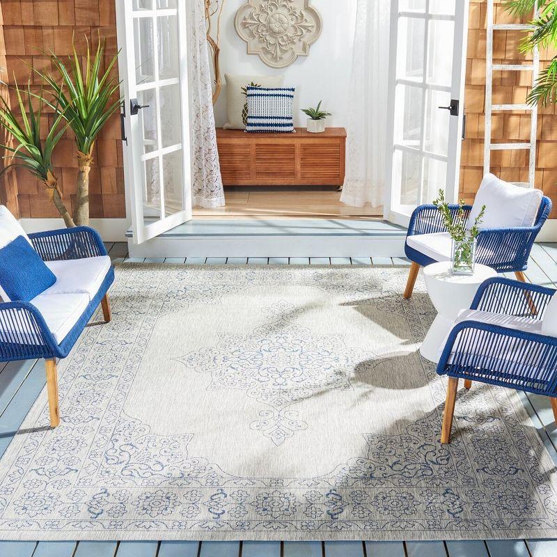 Courtyard CY8232 Power Loomed Indoor/Outdoor Area Rug - Grey/Navy - 8'9"x11'9" - Safavieh.
