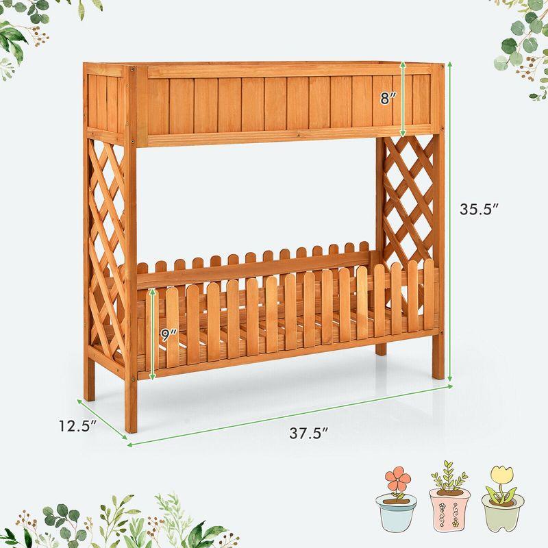 Costway 2-Tier Raised Garden Bed Elevated Wood Planter Box for Vegetable Flower Herb