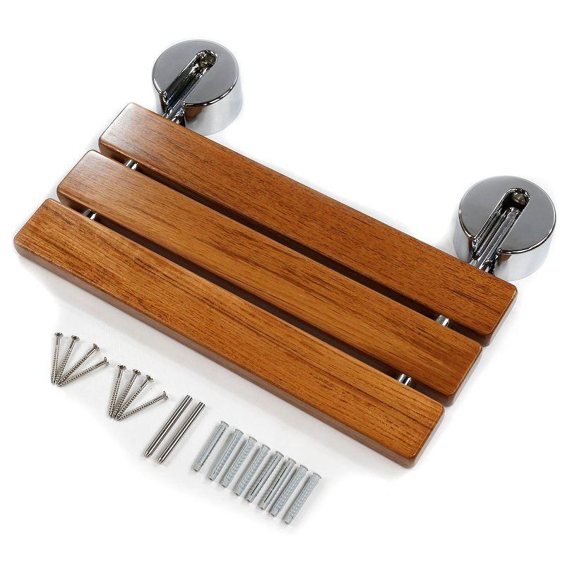 20" Teak Wood Folding Wall Mounted Shower Bench