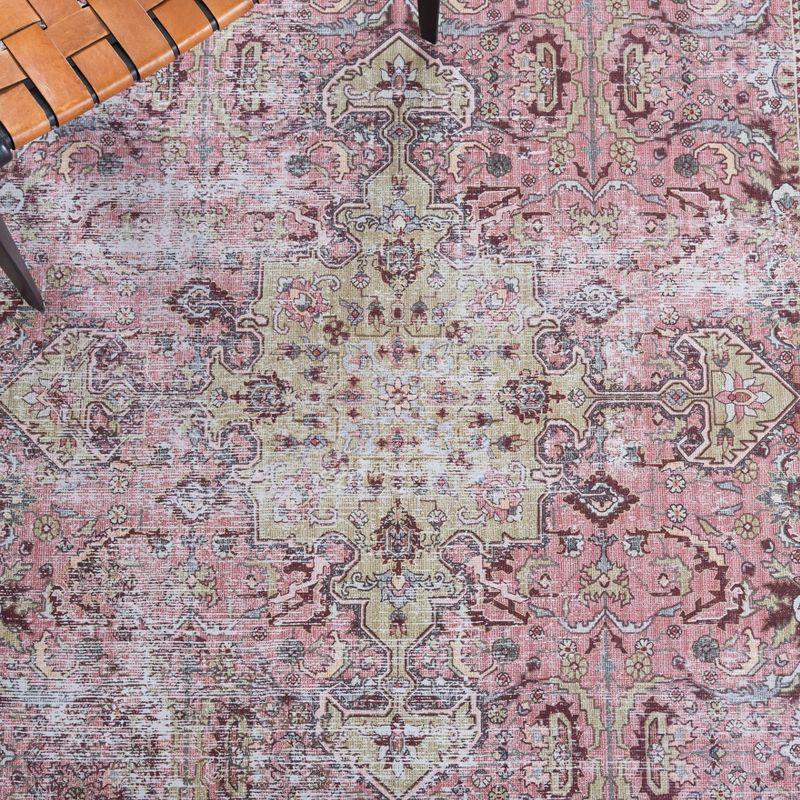 Tucson TSN144 Power Loomed Machine Washable Area Rug - Pink/Beige - 6'x6' - Safavieh.
