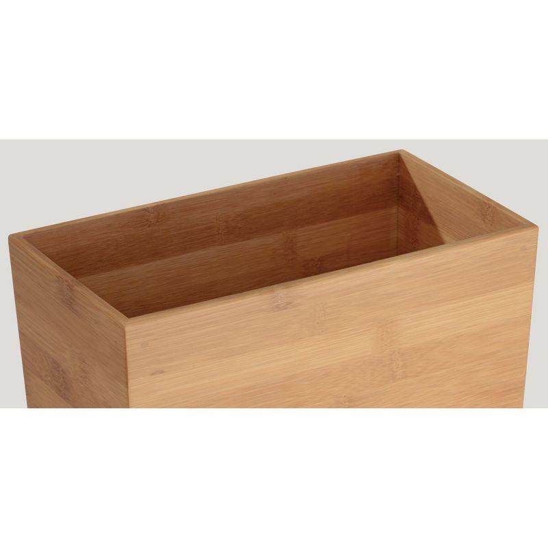 Compact Natural Bamboo Rectangular Wastebasket