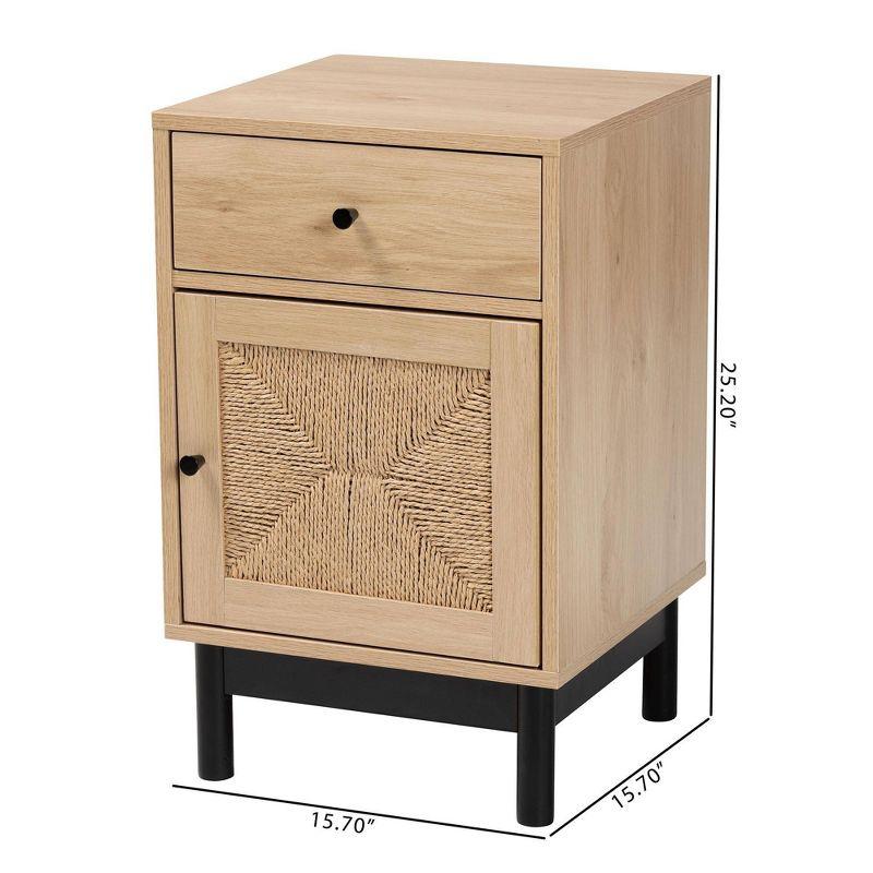 Baxton Studio Cherelle 1 Drawer End Table Light Brown/Black: Mid-Century, Storage Shelves, 25" High