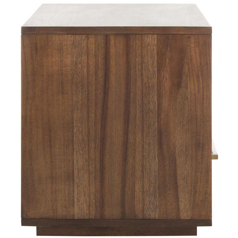 Transitional Acacia Wood Nightstand with Slim Metal Pull - Brown