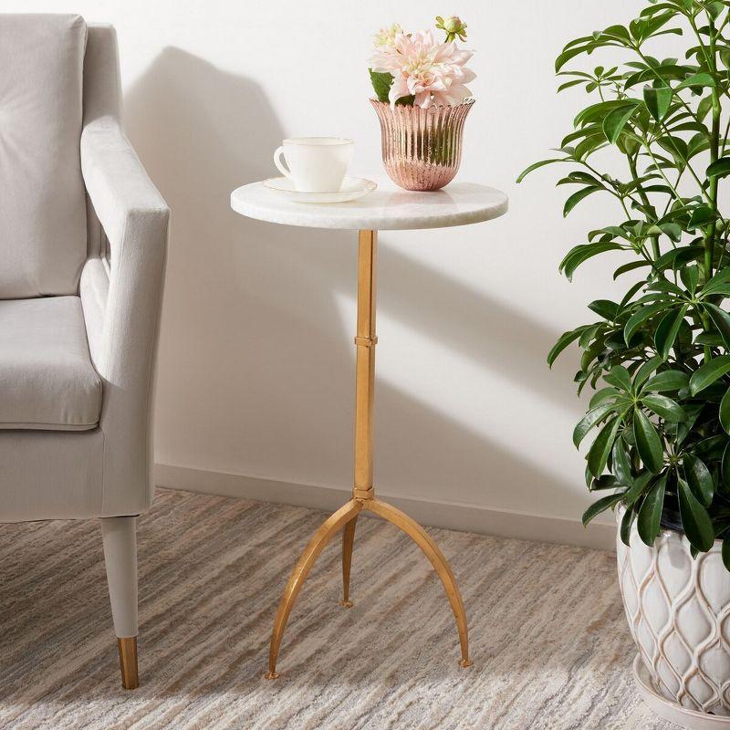 Myrna Accent Table - Gold/White Granite - Safavieh.