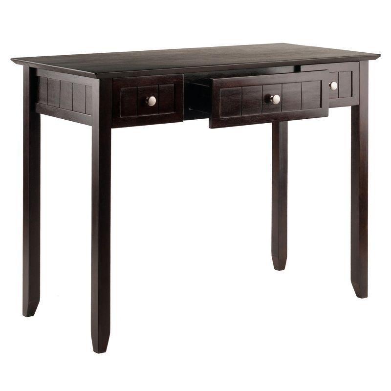 Burke Writing Desk Coffee Finish - Winsome: Mid-Century Modern, Wood Frame, No Storage