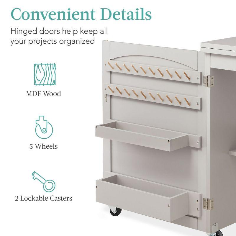 Best Choice Products 46'' x 16'' Sewing Table with Sewing Machine Platform and Wheels