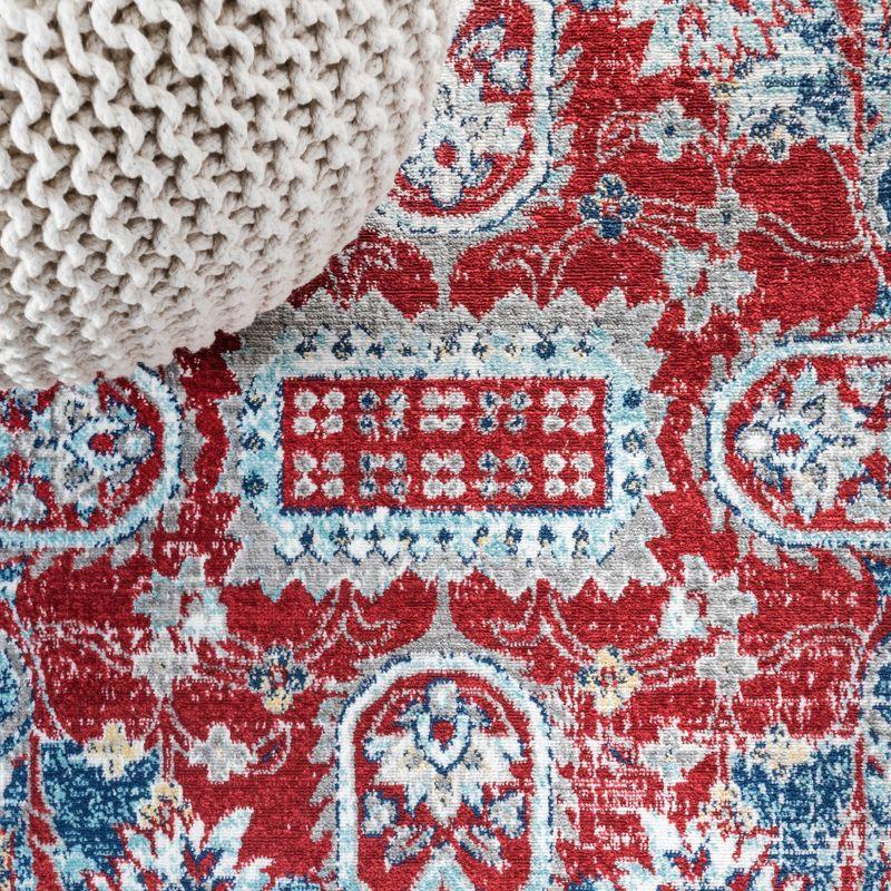 2'x8' Modern Persian Vintage Medallion Runner Rug, Red/Navy - JONATHAN Y