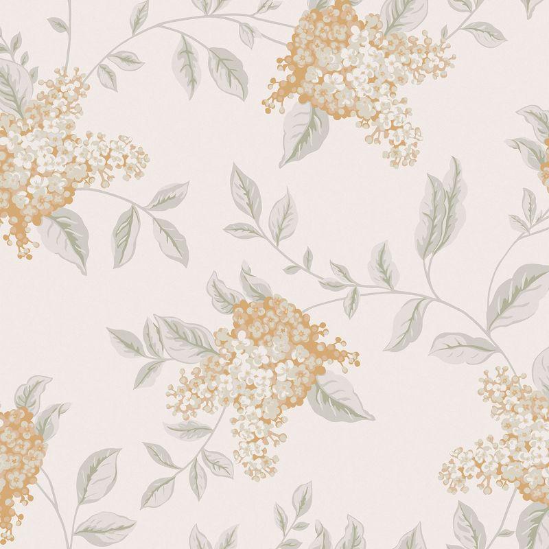 Apricot and White Floral Non-Woven Removable Wallpaper