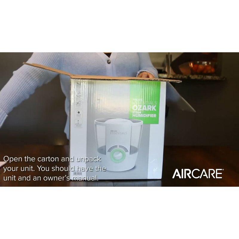 AIRCARE ESSENTIALS Ozark Steam Humidifier White/Green: Warm Mist Vaporizer, 2 Settings, 500-800 sq. ft., No Filter Needed