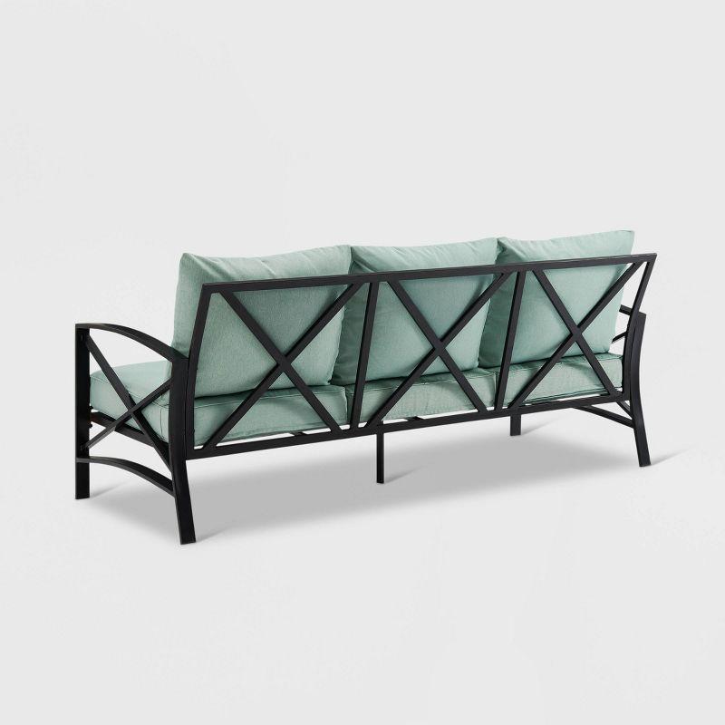 Kaplan Outdoor Metal Sofa Oil Rubbed Bronze with Mist Cushions - Crosley: Steel Frame, UV-Resistant, 3-Seater