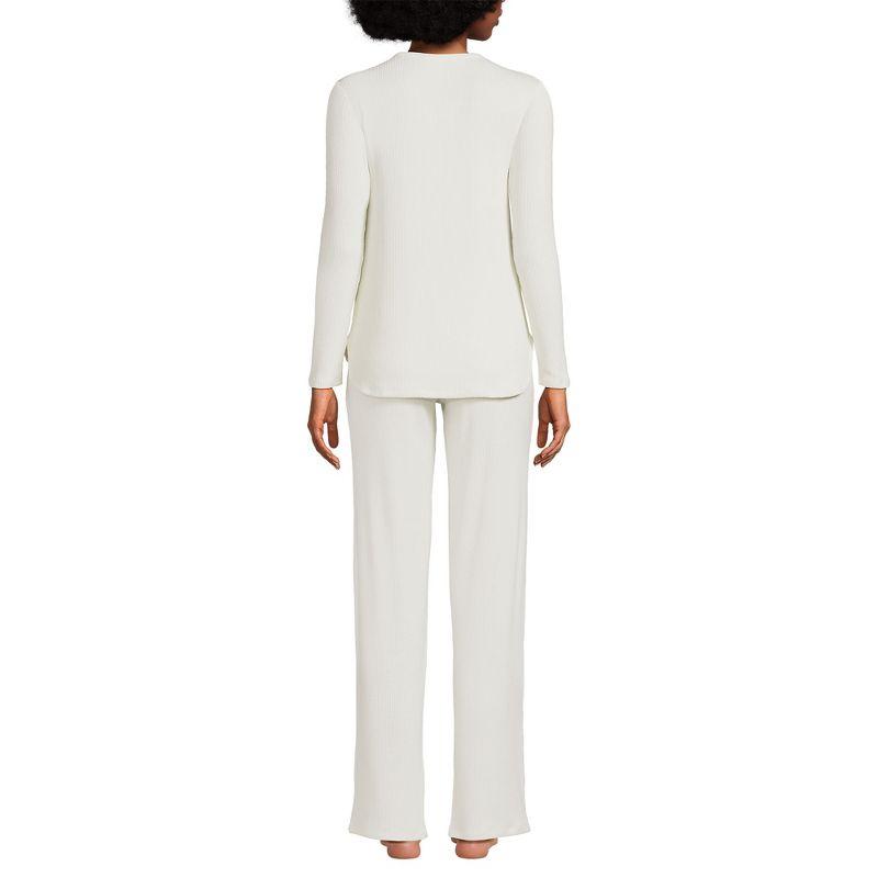 Lands' End Women's Cozy 2 Piece Pajama Set - Long Sleeve Top and Pants