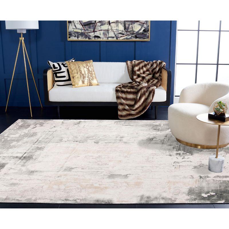 Reversible Vogue Abstract Gray 3' x 5' Synthetic Area Rug