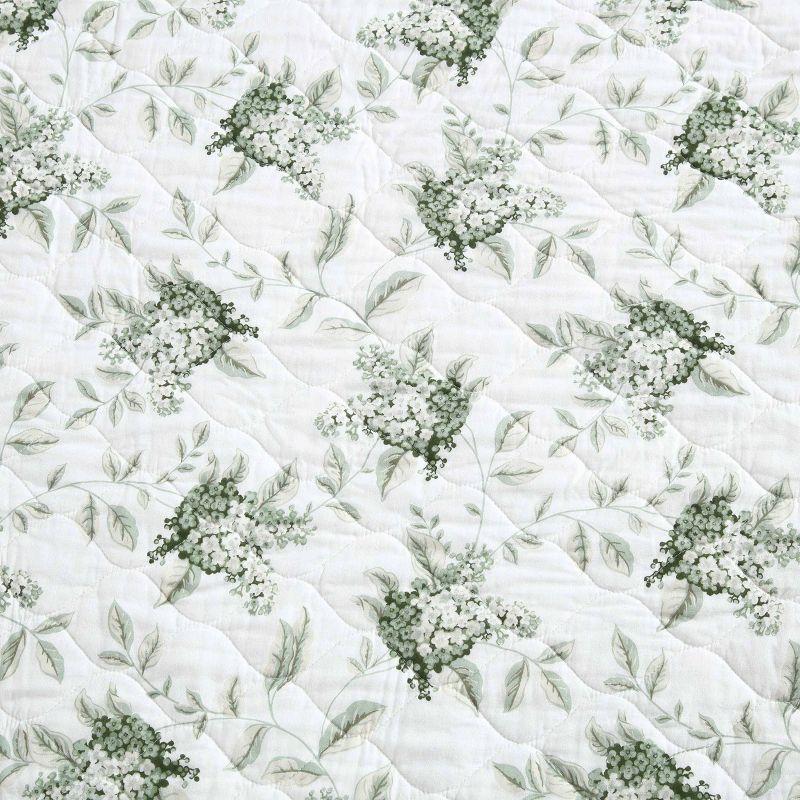 Laura Ashley Laura Ashley Portland Floral Cotton Reversible Green Quilt Set