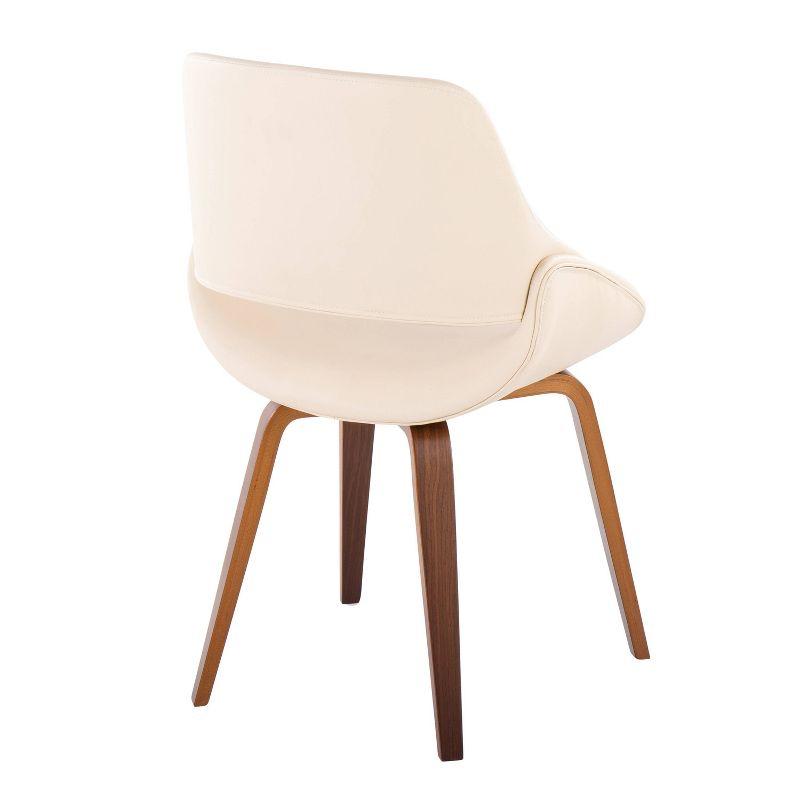 LumiSource Set of 2 Fabrico Dining Chairs Walnut/Cream : Mid-Century Modern, Upholstered, Wood Frame