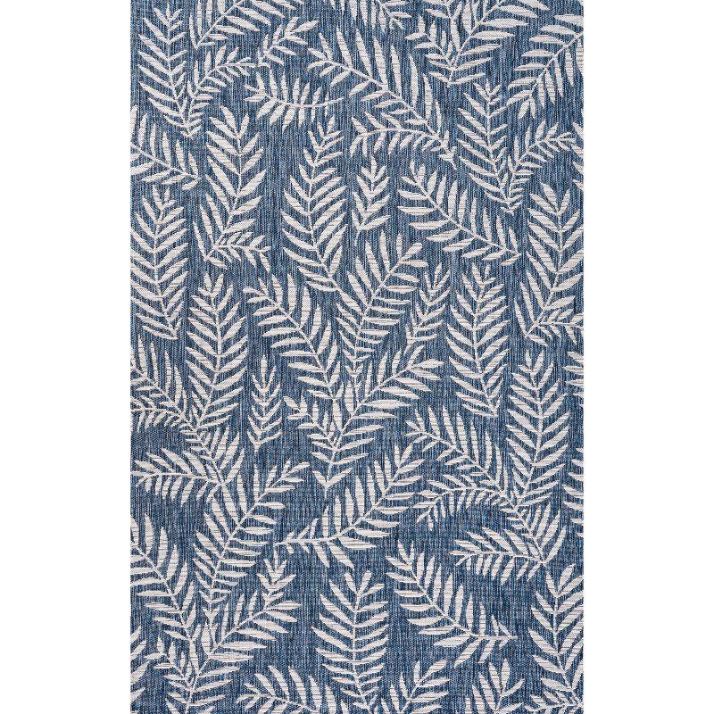 Tropical Retreat Ivory and Navy 9' x 12' Synthetic Flatweave Area Rug