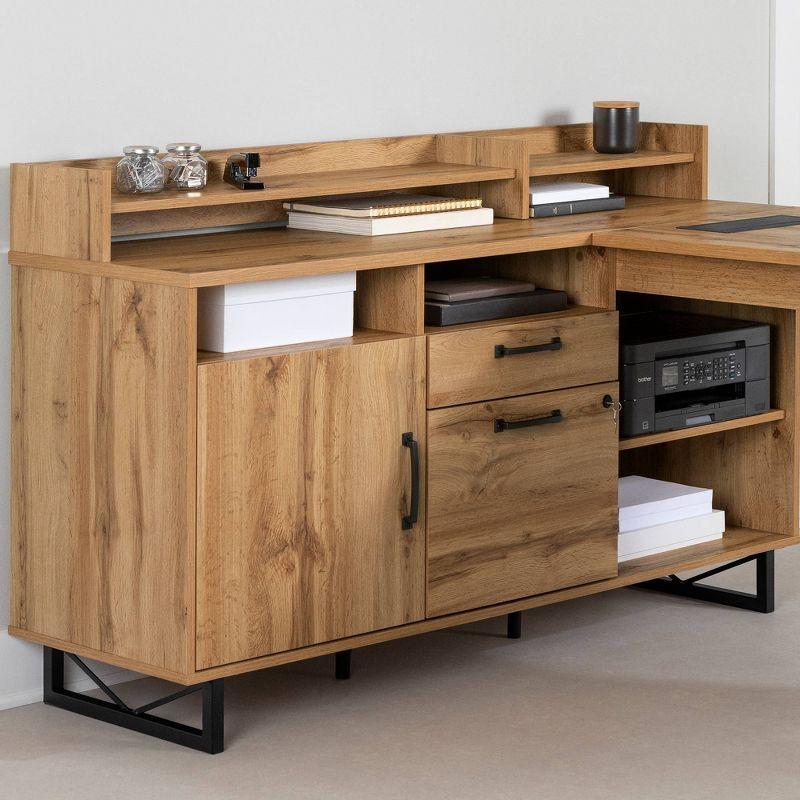 South Shore L-Shaped Desk with Laminated Particleboard Nordik Oak: Home Office Furniture, File Storage