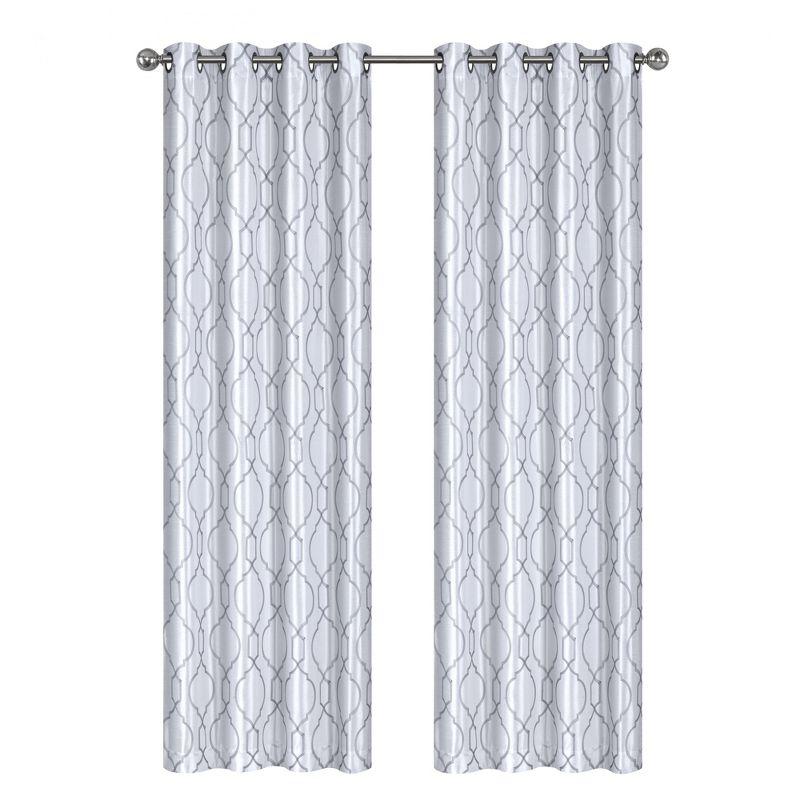 White Faux Silk Semi-Sheer Grommet Window Panels