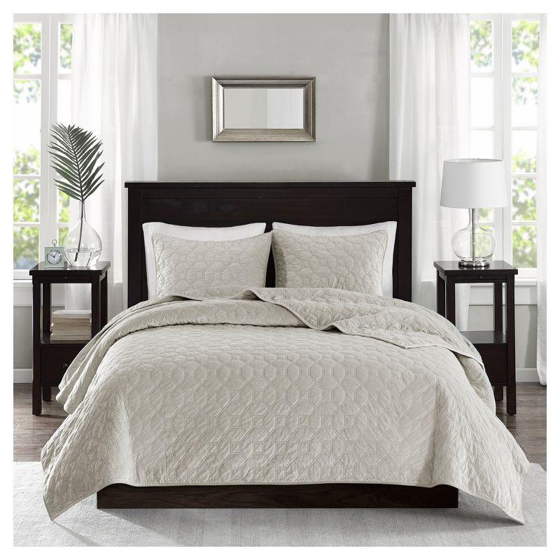 Madison Park Harper 3 Piece Velvet Quilt Set