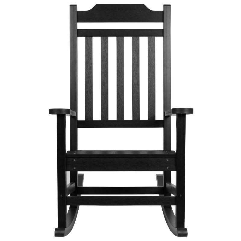 Flash Furniture Winston All-Weather Poly Resin Rocking Chair in Black