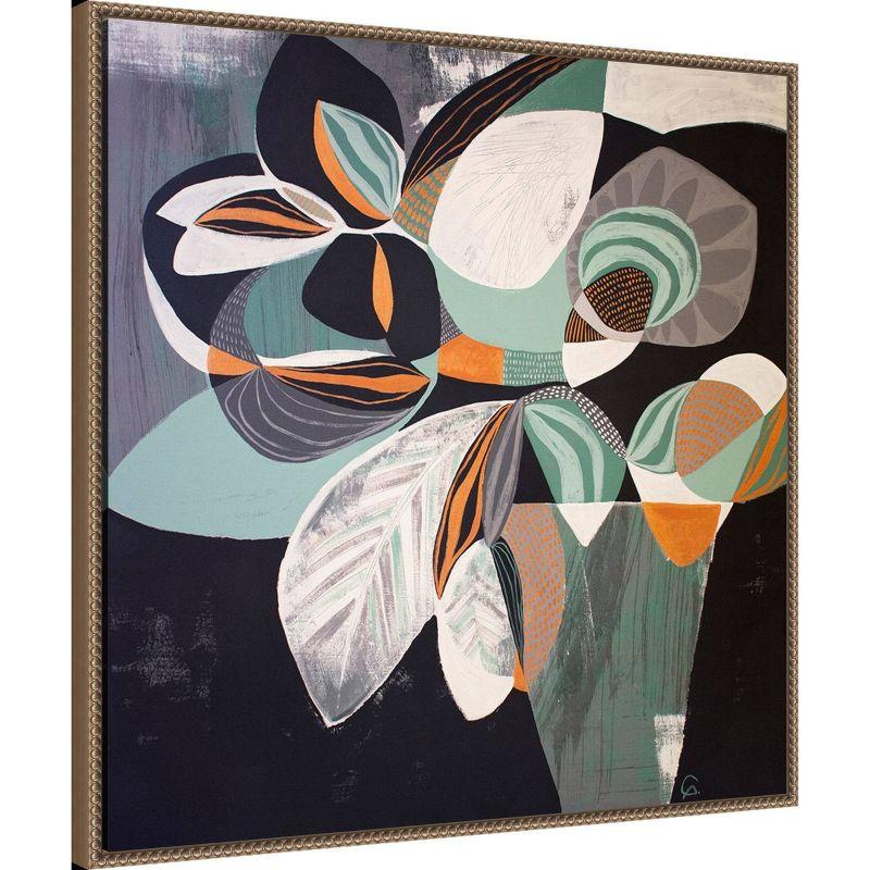 30"x30" May Flowers by Gabriela Avila Framed Canvas Wall Art Print Bronze - Amanti Art: Botanical Lithograph, Bungalow Decor