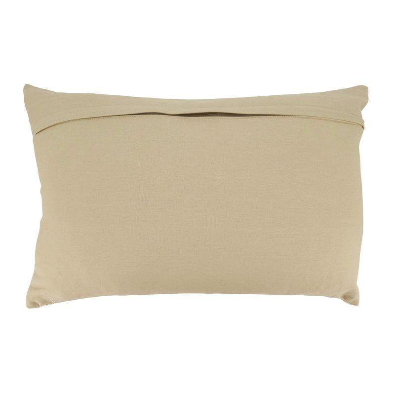 Natural Checkered Design Down-Filled Rectangular Throw Pillow